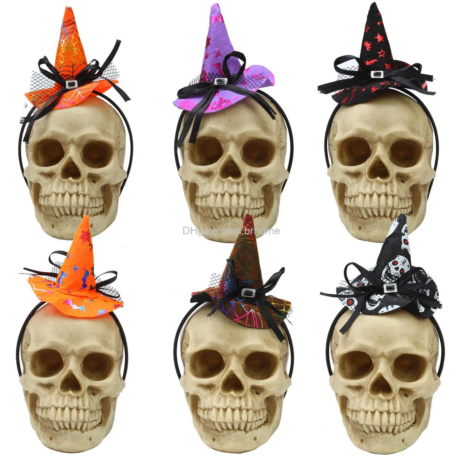 halloween headbands with bloodstain skeleton hair clip assorted halloween party witch spider hat headbands boppers head clip for halloween costume party