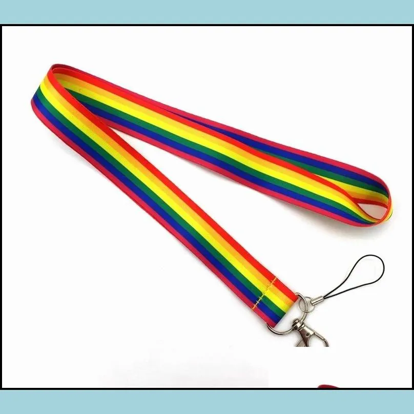 party favor rainbow neck id badge cell phone lanyards party favor keychain polyester 12 colors mobile phones lanyard 936 b3