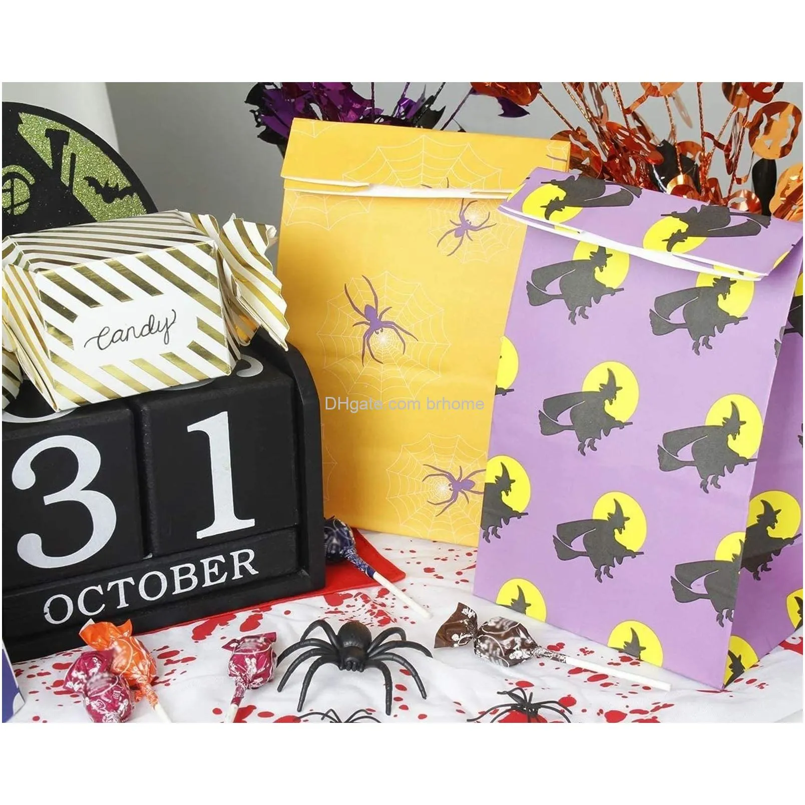 halloween party treat paper bags 6 designs 5 1 x 8 75 x 3 25 inches