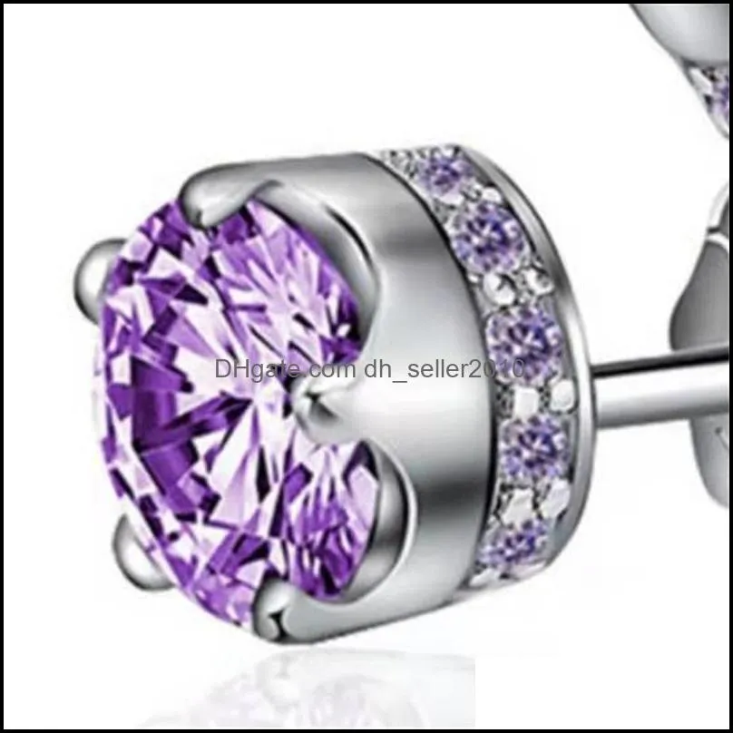 Natural Purple Amethyst Stud Earrings For Women Real Crown Crystal Wedding Party Jewelry Earring 3779 Q2