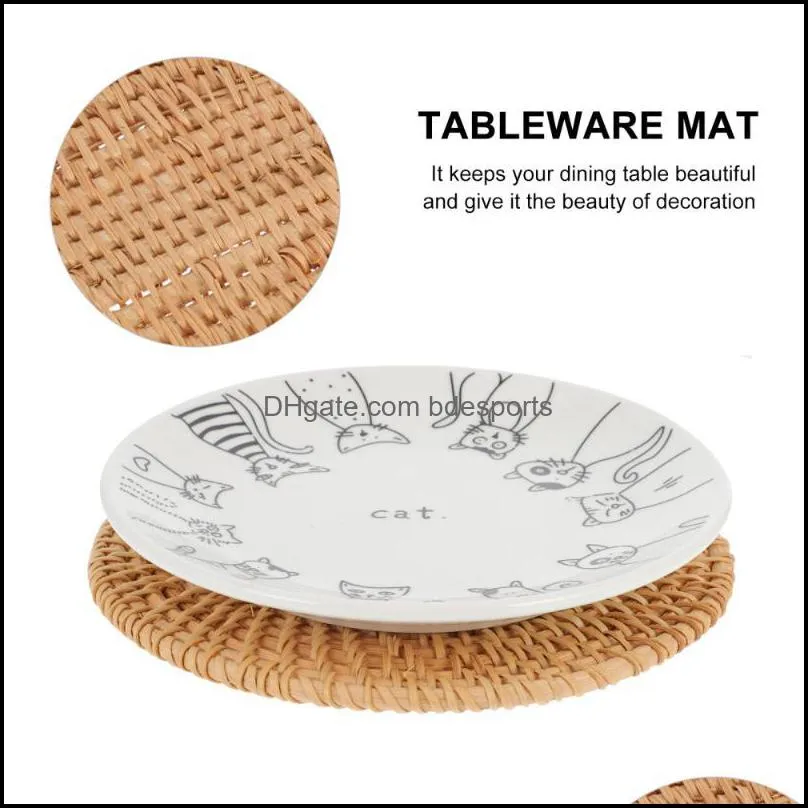 1Pc Woven Tableware Pad Protective Dining Table Mat Adornment