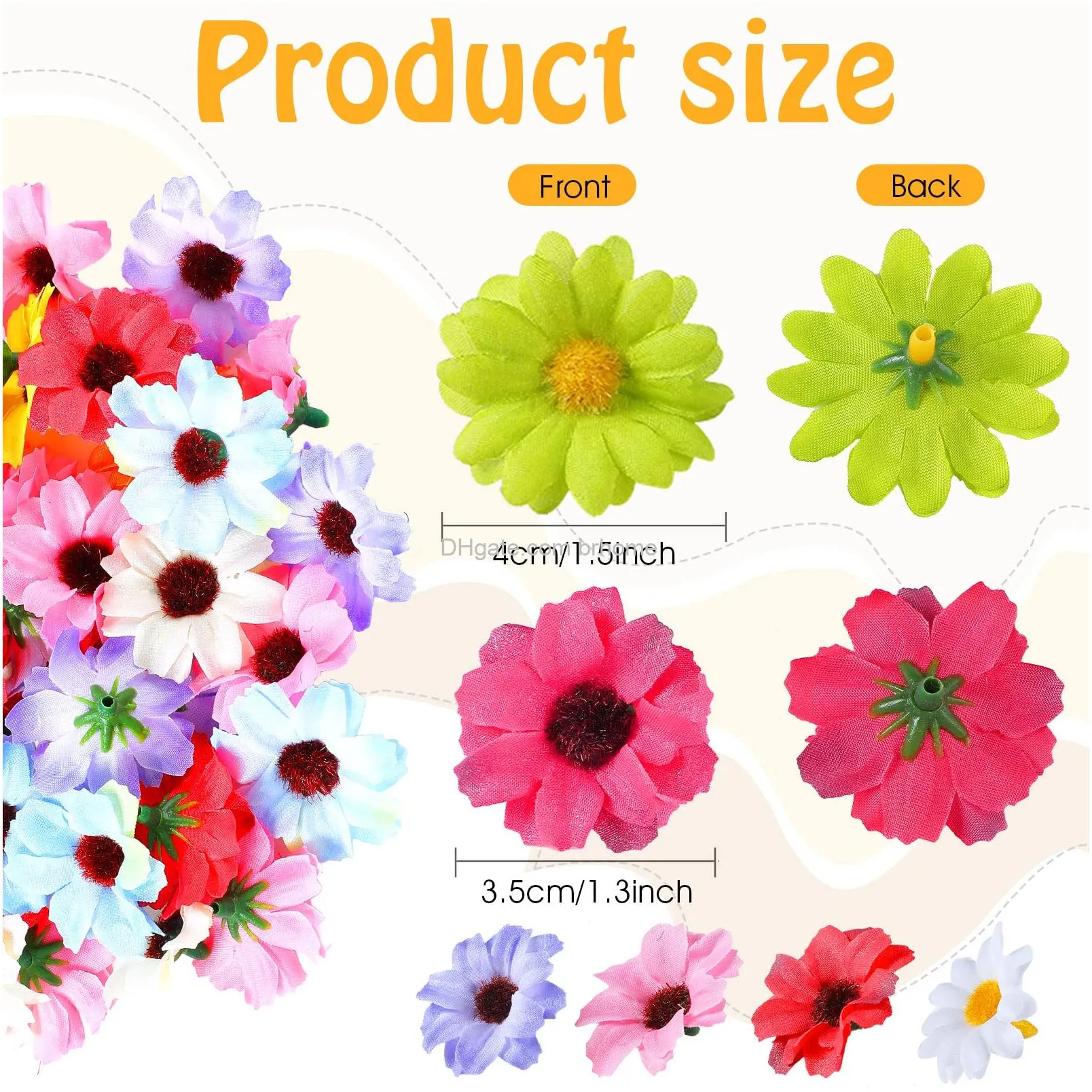 craft flowers mini flower heads fabric daisy flower silk flowers faux sunflower heads for scrapbooking sewing embellishment home wedding party decoration diy wreath accessories craft