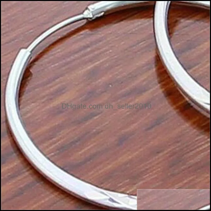 925 Sterling Silver 40/45/50mm Round Circle Hoop Earrings For Women Wedding Engagement Party Jewelry 768 Z2