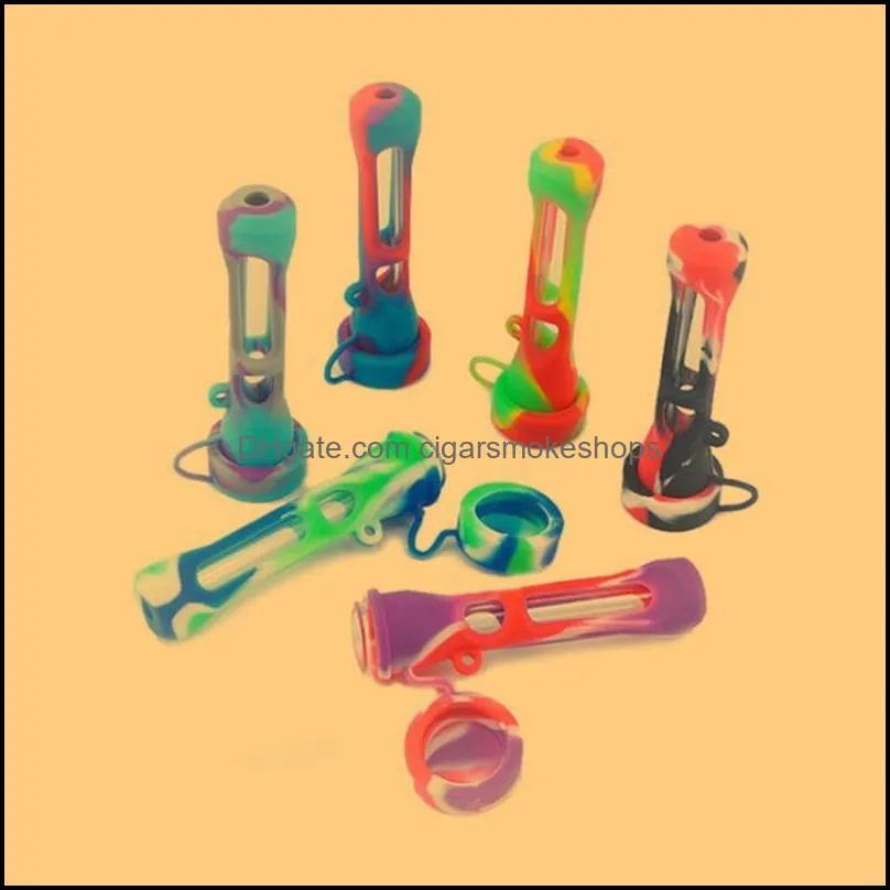 latest colorful portable silicone pyrex thick glass preroll dry herb tobacco cigarette smoking filter tube mouthpiece handle tips holder