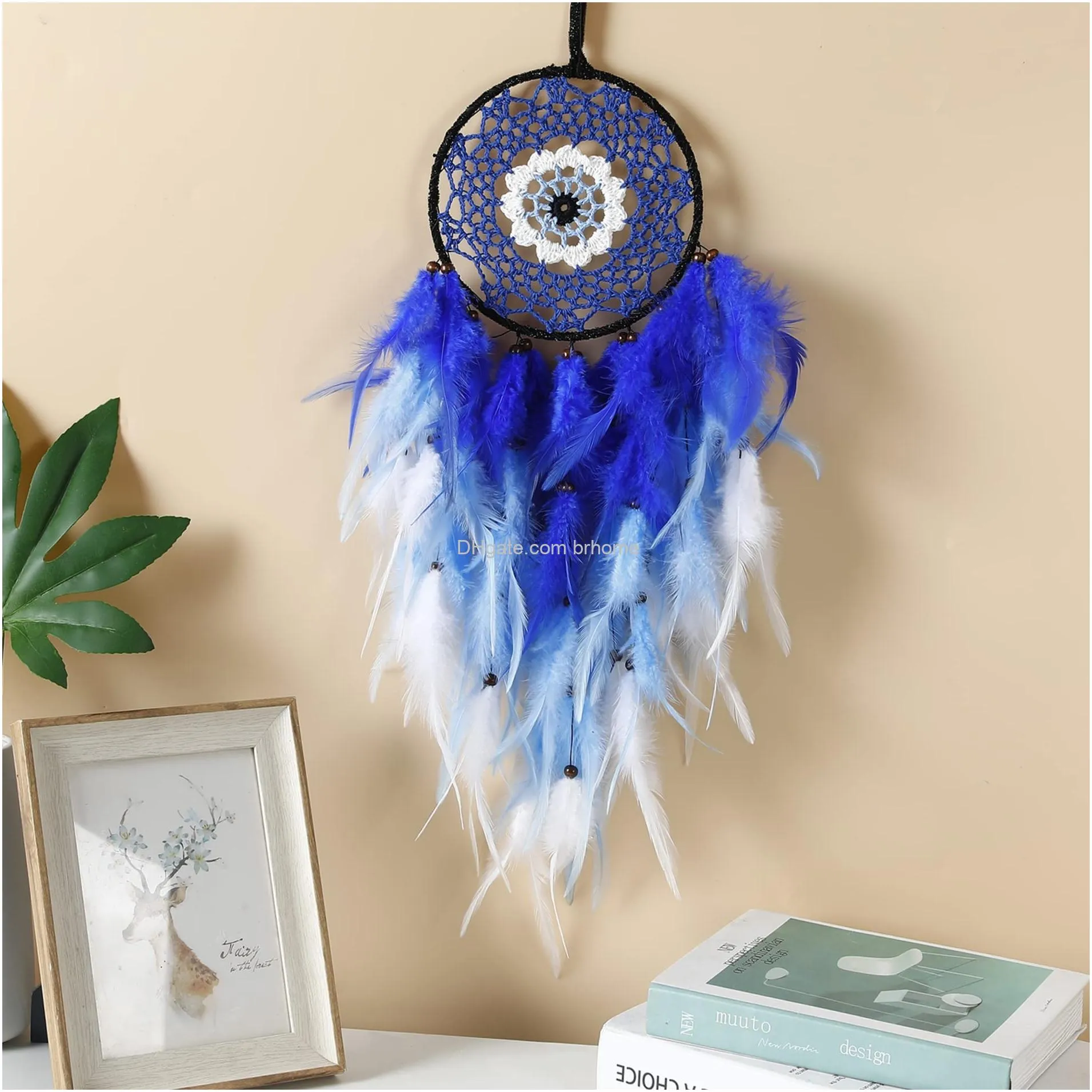 evil eye dream catchers blue dreamcatcher for bedroom evil eye wall art for home decor hanging ornament good luck gifts for family