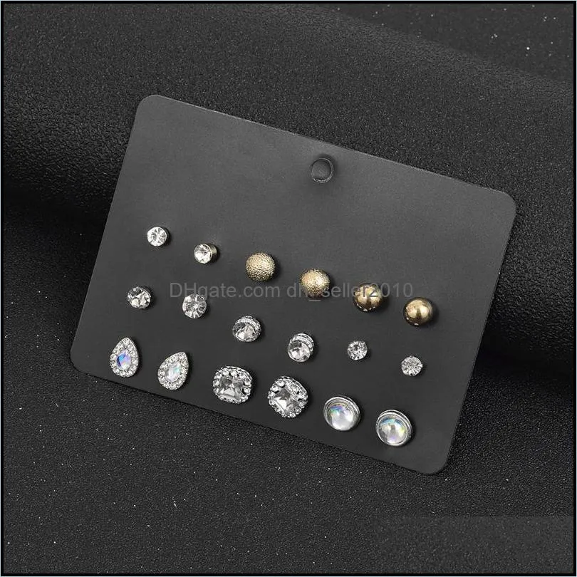 Women`s Earrings Set Pearl Tassel For Women Gold Bohemian Fashion Jewelry Geometric Crystal Heart Stud Earring