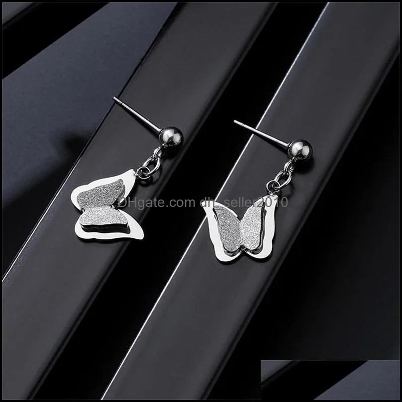 Titanium Steel Ear Studs Charm Ornaments Simplicity Originality Butterfly Stainless Steels Pendant Personality Trend Jewellery Accessories 12 9bs