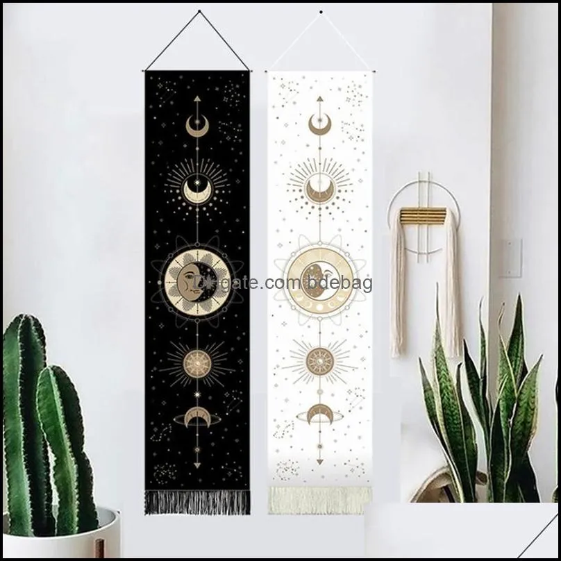 Tapestries 2 PCS Black And White Sun Moon Decorative Tapestry For Home Decor Bohemian Phase Wall Hanging Decoration