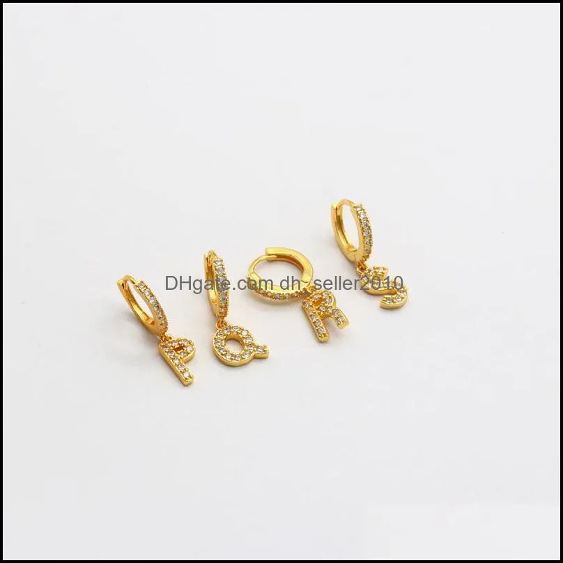 1 pcs 925 Sterling Silver CZ 26 Letters Hoop Earring Zircon Cartilage Earrings Puncture Helix Piercing Earring Fine Jewelry 822 Z2