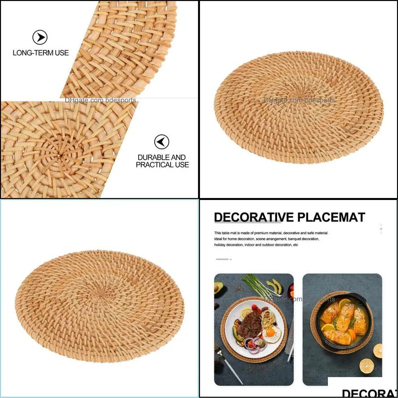 1Pc Woven Tableware Pad Protective Dining Table Mat Adornment