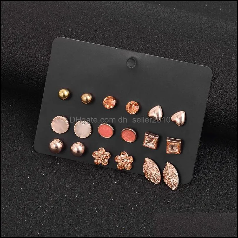 Women`s Earrings Set Pearl Tassel For Women Gold Bohemian Fashion Jewelry Geometric Crystal Heart Stud Earring