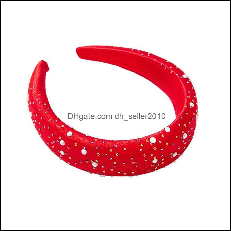 Fabric Wide Edge Women Headband Inlay Crystal Rhinestone Lady Fashion Hair Hoop Sponge Hair Accessories