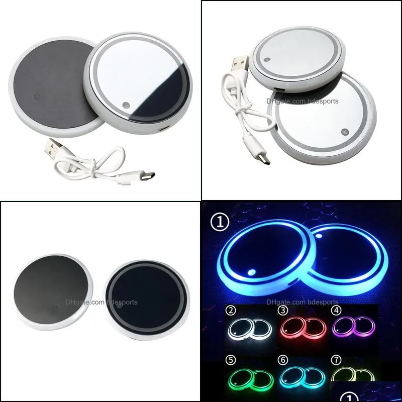 Luminous Water Cup Pad LED Automobile USB Charging Colorful Anti-skid Intelligent Induction