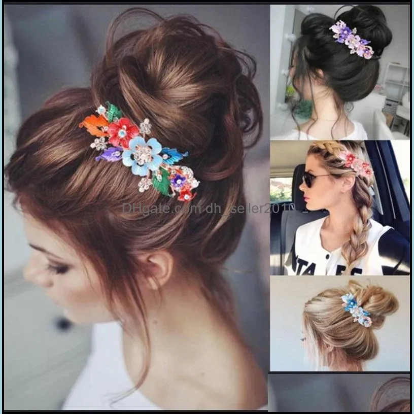 Inlay Crystal Women Hairpin Jewellery Hollow Flower Lady Fashion Alloy Spring Clip Multicolor Hair Accessories 4 5bc J2