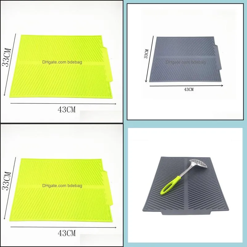 324G Large Silicone Draining Pad Kitchen Multi-Functional Heat Insulation Drying Mat Supplies