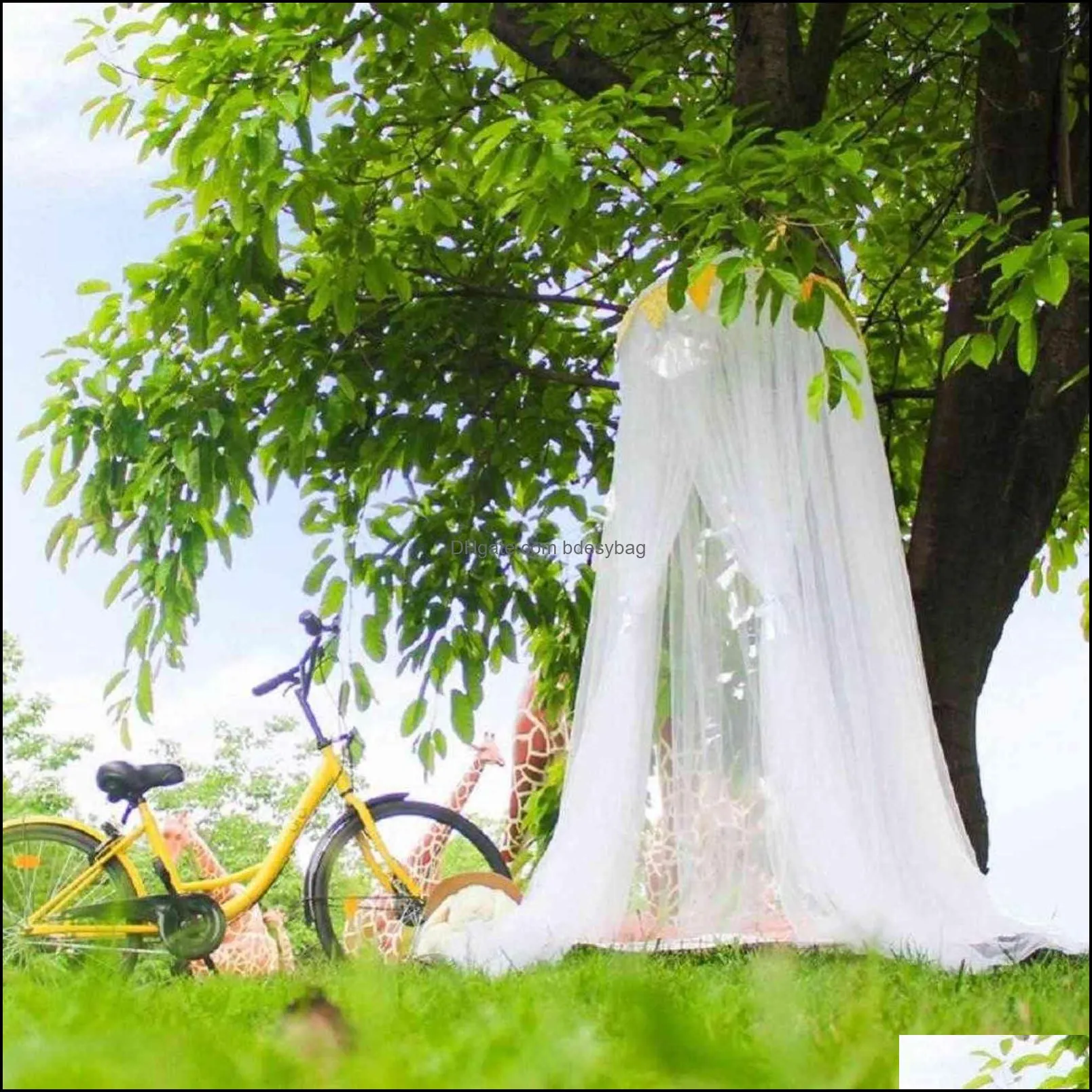 summer children kid bedding mosquito net romantic baby girl round cover canopy for nursery ca 211106