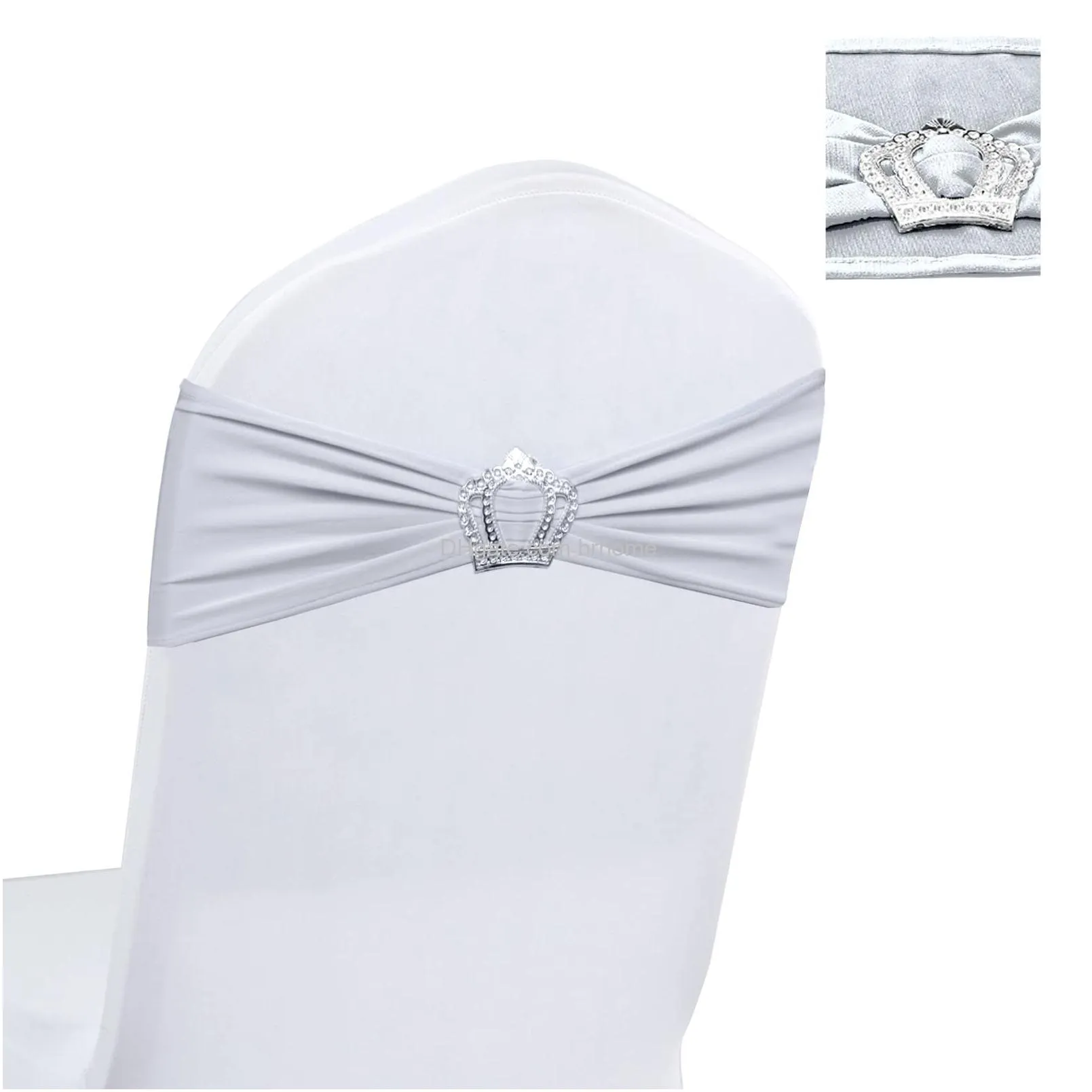 spandex chair sashes bows elastic chair cover bands with buckle slider sashes bows for wedding decorations black