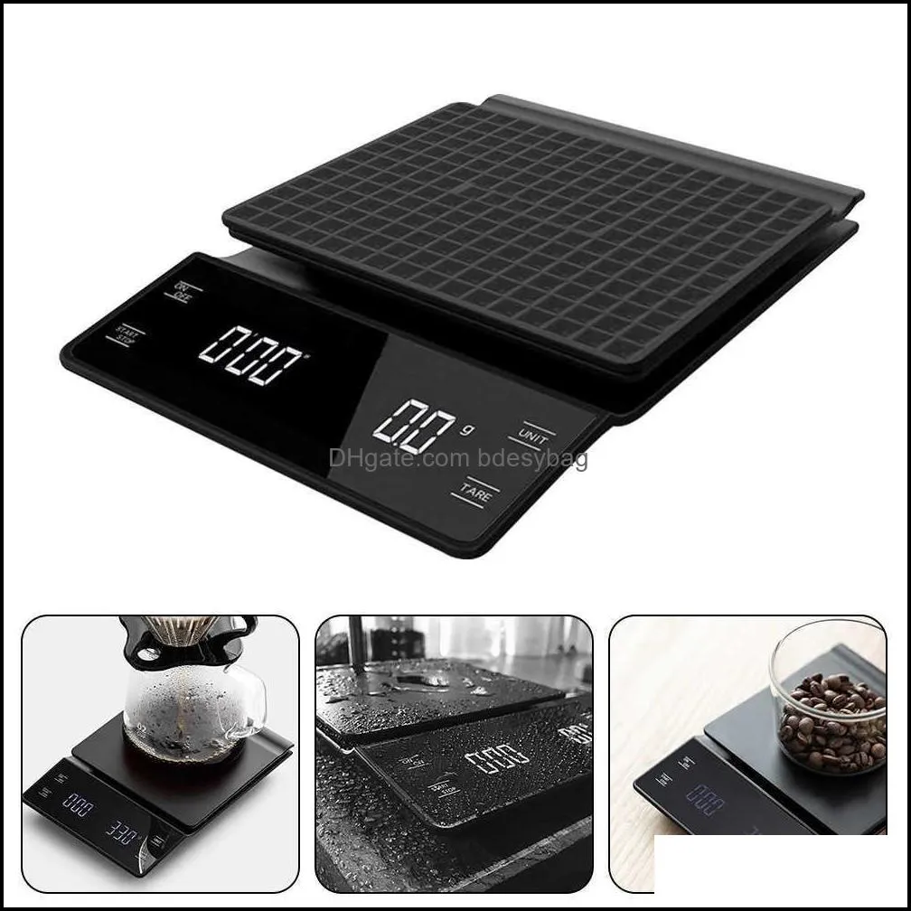 kitchen scales with timer food coffee balance electonic digital drip precision tool 210615