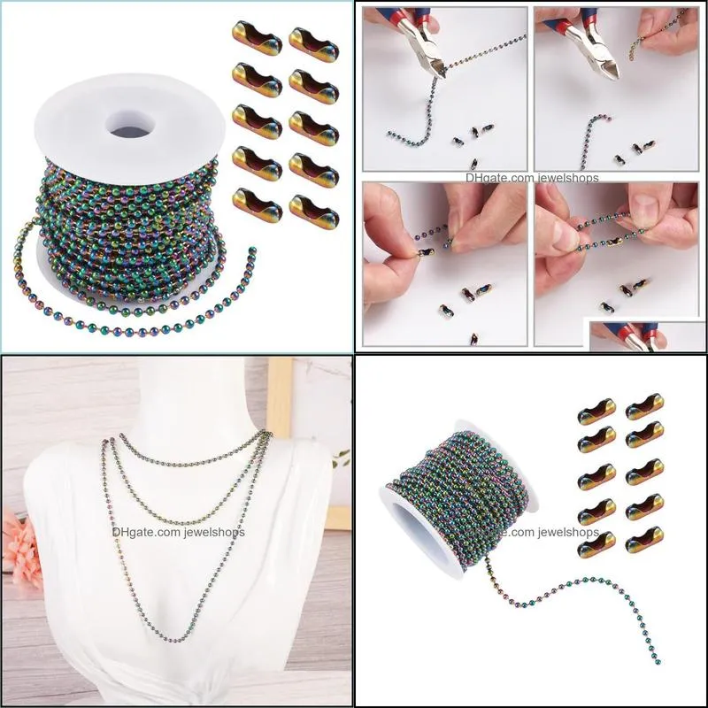 chains pandahall 1set stainless steel ball necklace link with chain connectors for bracelet keychain jewelry accessories
