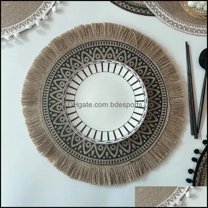 Round Embroidery Lace Table Placemat Nordic Style Non-slip Heat Insulation Furniture Decoration Mat Cup