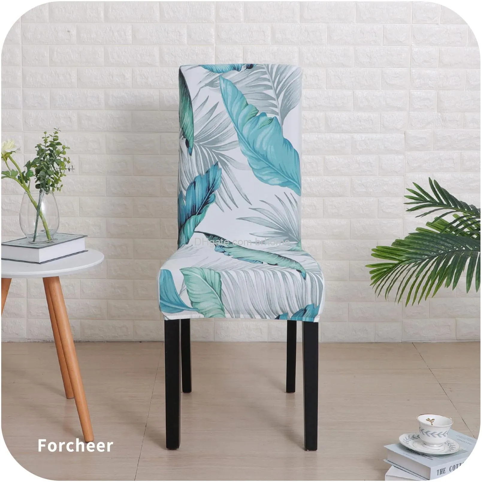 pattern stretch chair covers for dining room set of 2 printed stretchable dining chair slipcover washable removable for kitchen hotel restaurant ceremony universal size leaf