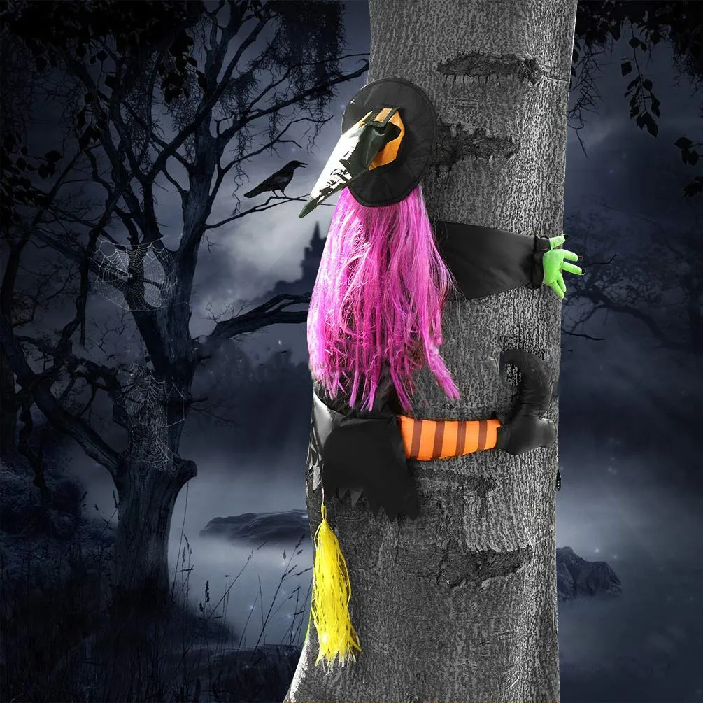Halloween Toys Witch Doll Courtyard Crashing Into Tree Decoration Funny Door Porch Decors 220924