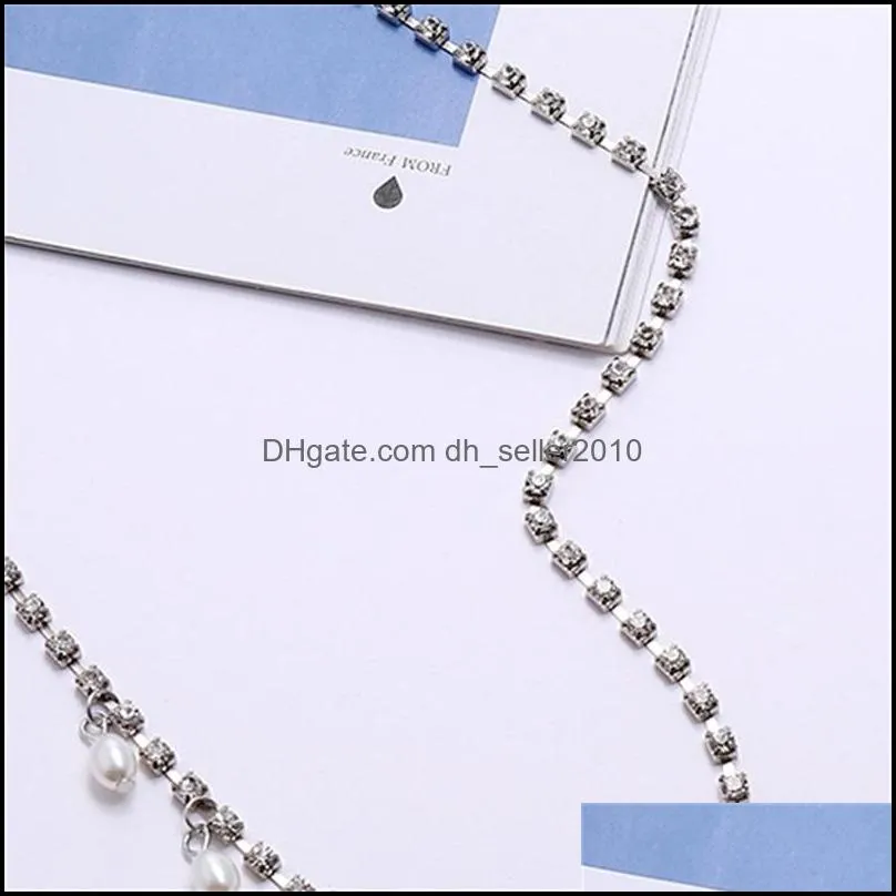 Luxurious Headpiece Rhinestone Crystal Hair Chain Women Hair Decoration Simulated Pearl Headband Bride Wedding Jewelry