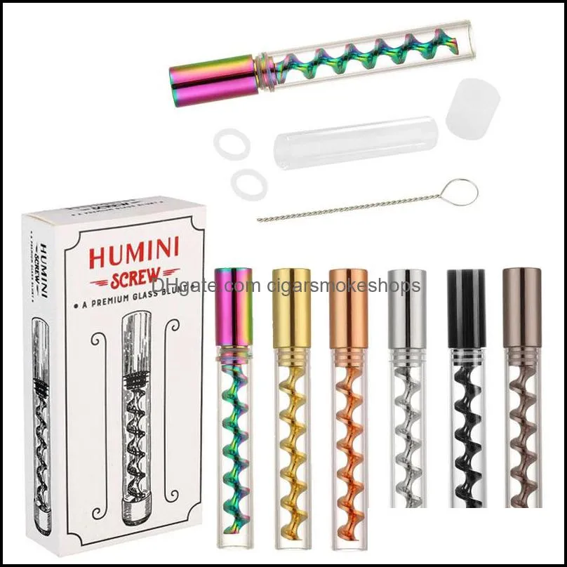 humini spiral orbit glass herb pipe tube twisty smoke tip nozzle cigarette holder smoking device tobacco pipes accessories