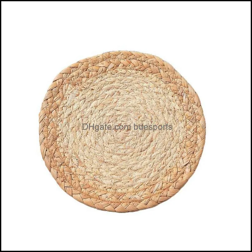 Straw Corn Handmade Placemat Tableware Round Pot Mat Heat Insulation Non-Slip Tablemat Kitchen Dining Table Decoration