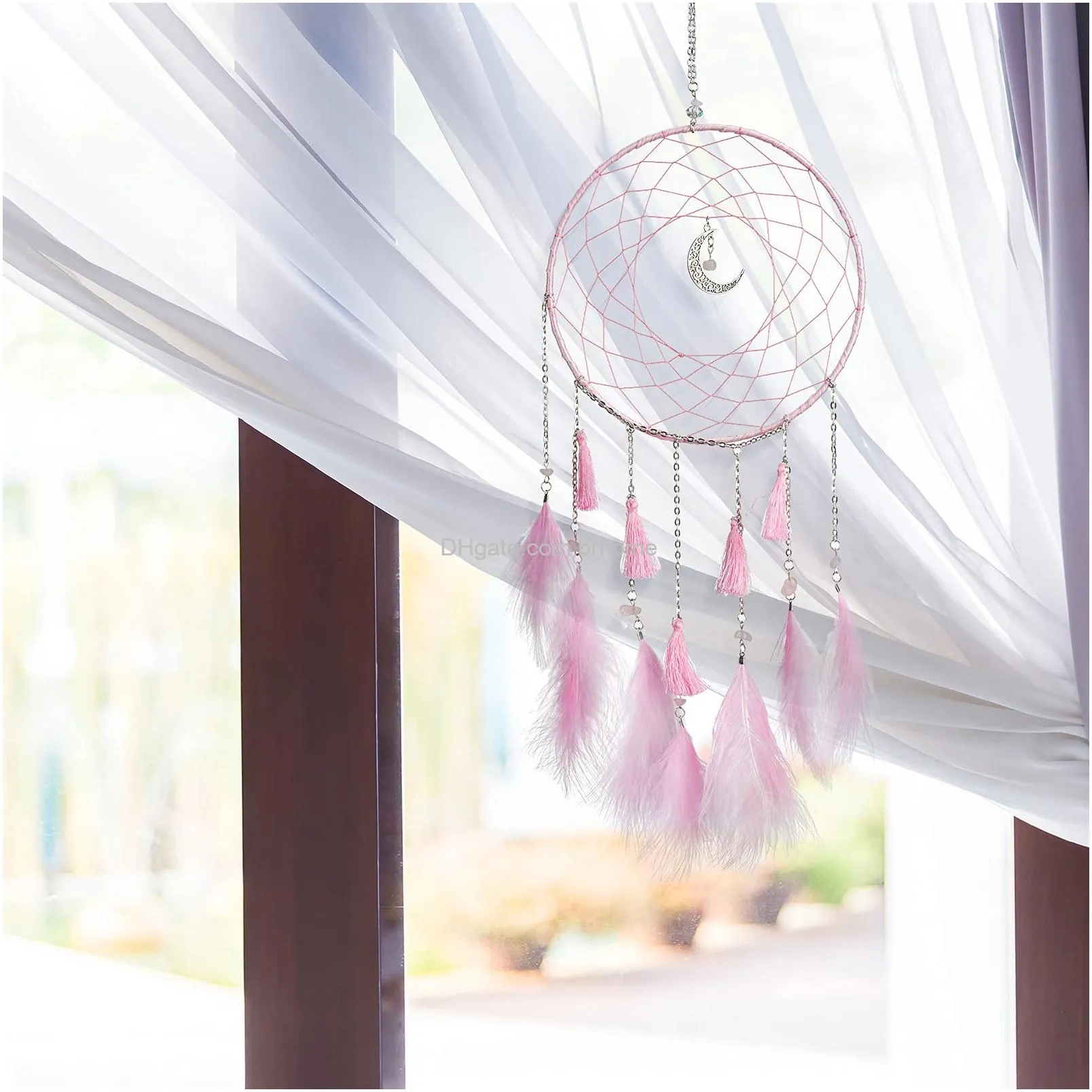 led dream handmade chain catcher bohemian new star moon sun design home decor for wall hanging home decoration pink