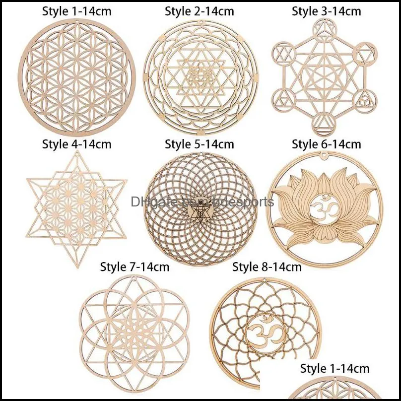 Flower Of Life Shape Wooden Wall Sign Laser Cut Wood Art DIY Craft Making Slice Base Geometry Ornament Home Decor