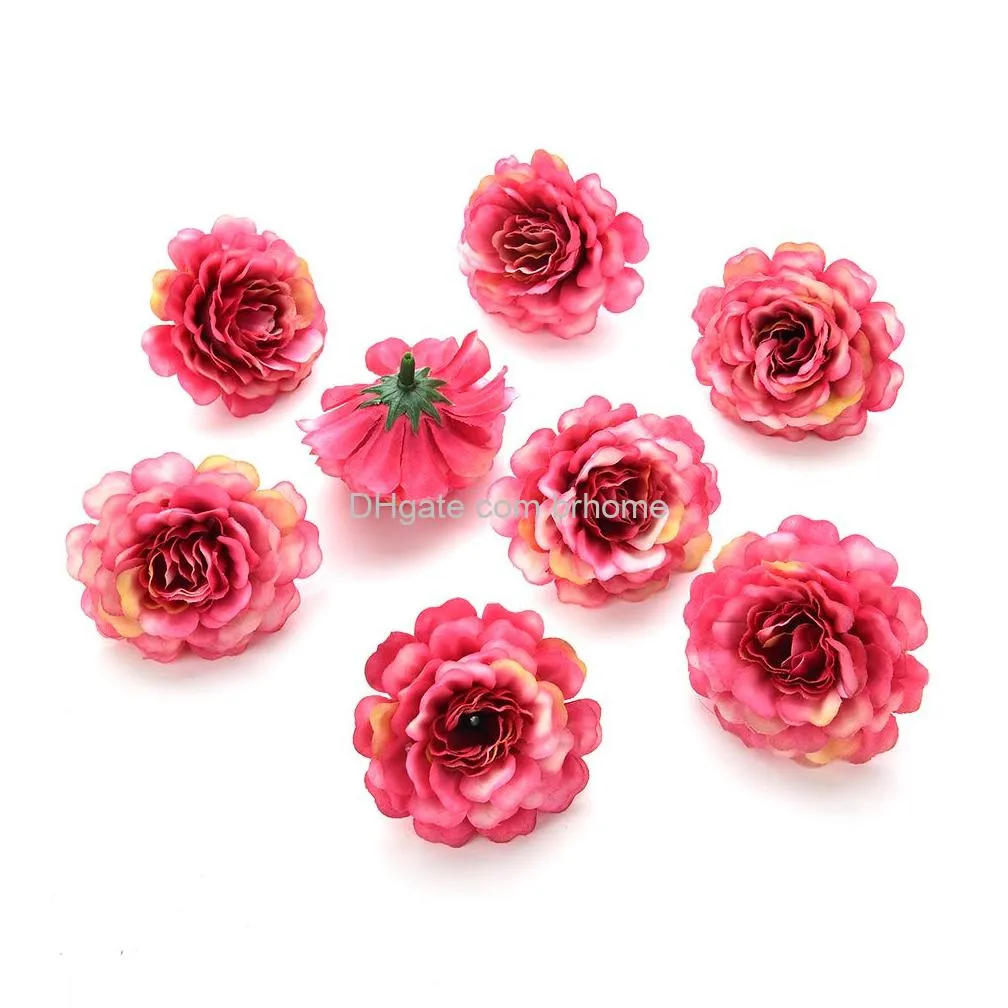 for crafts silk peony rose artificial flower heads wedding home furnishings diy wreath handicrafts cheap fake flowers party birthday home decor 4 5cm colorful