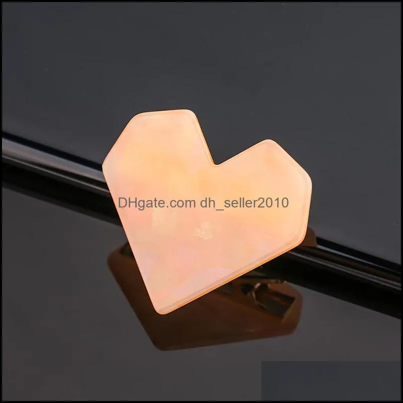Fashion Acrylic Heart Shape Hair Clips For Women Girl Hairpins Shiny Lovely Shell Hairgrip Hair Accessories