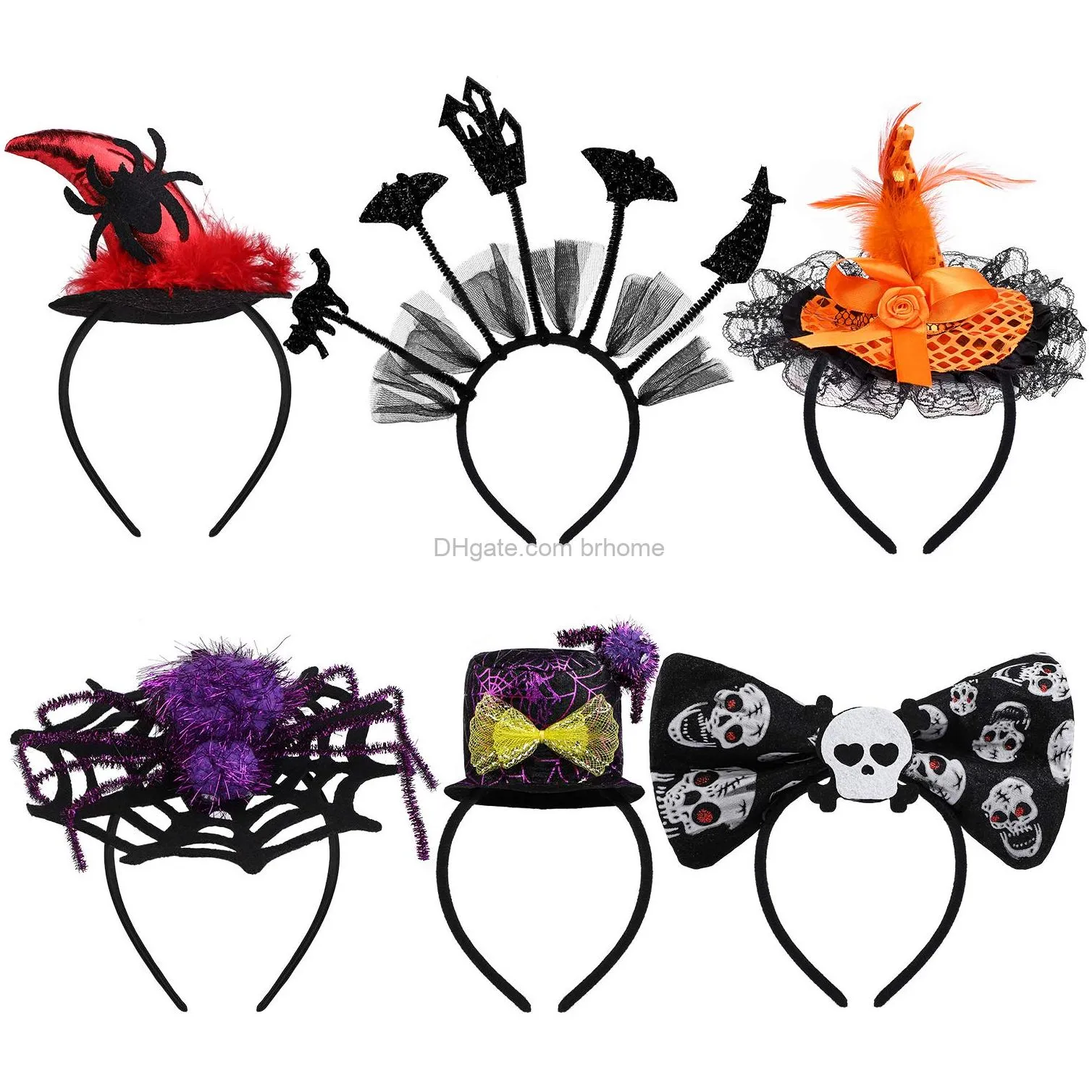 halloween headbands with bloodstain skeleton hair clip assorted halloween party witch spider hat headbands boppers head clip for halloween costume party