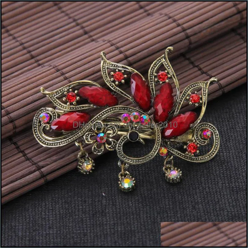 Lady Crystal Rhinestone Spring Clips Jewelry Women Flower Phoenix Butterfly Pattern Fashion Horsetail Clip Hair Accessories 2 7yb J2