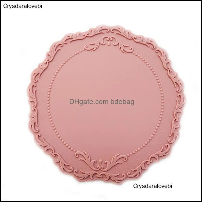 Silicone Place Mat Round Lace Shape Pad Korean Dining Insulation Po Frame Decoration Wedding Coasters