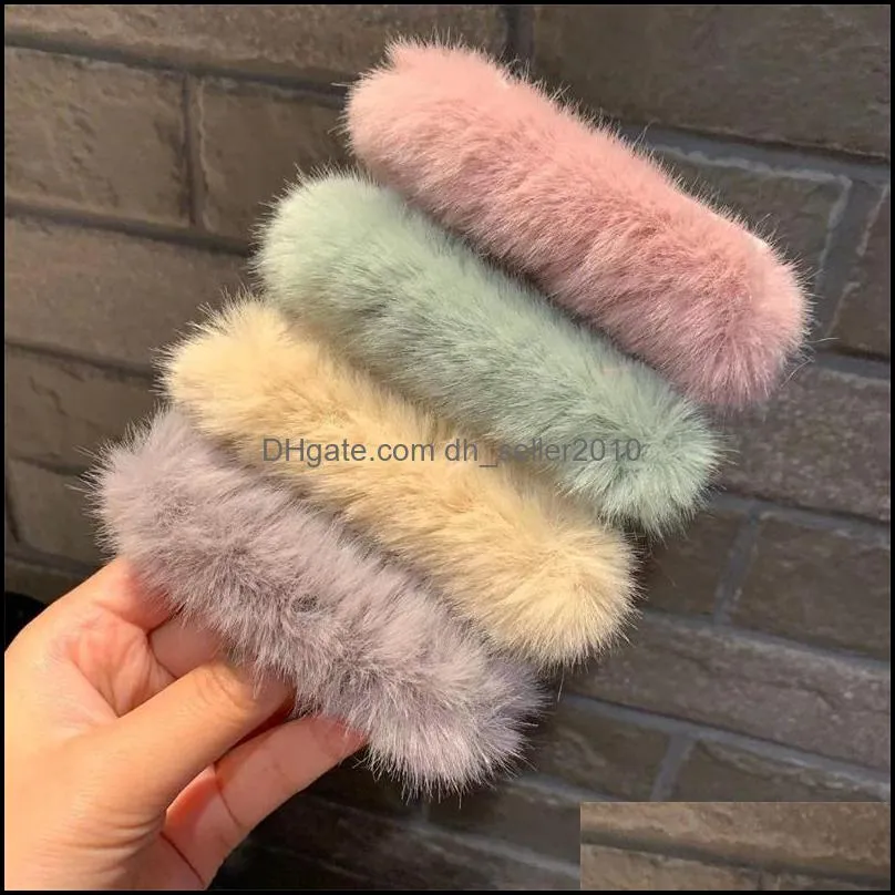 Girl Mink Hair Lovely Coiling Pure Color Women Plush Headrope Multicolor Fashion Accessories Pattern