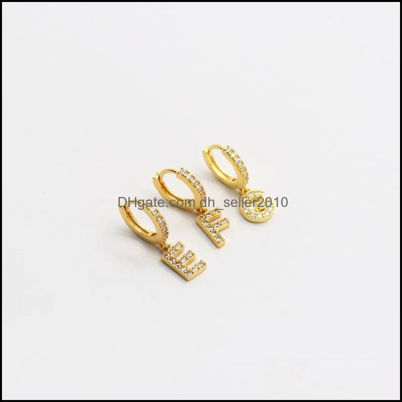 1 pcs 925 Sterling Silver CZ 26 Letters Hoop Earring Zircon Cartilage Earrings Puncture Helix Piercing Earring Fine Jewelry 822 Z2
