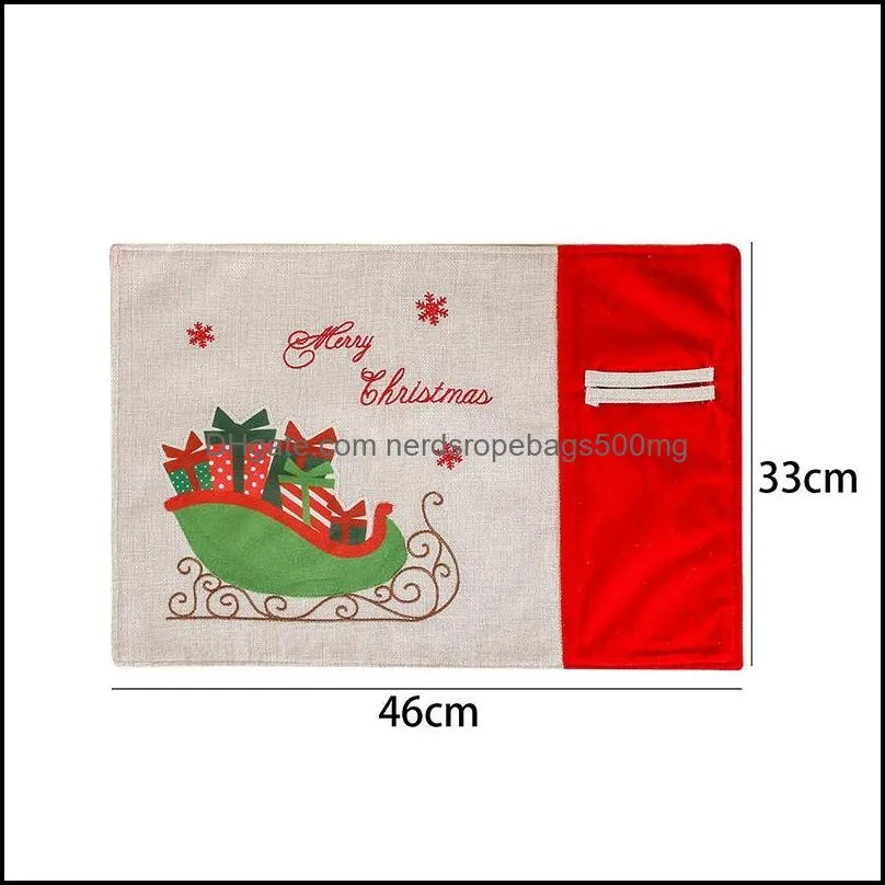 Christmas Decoration American Linen Placemat Individual Tablecloth Table Decor For Living Room Year 2022