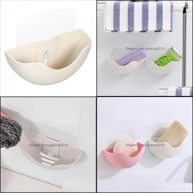 Plastic Suction Cup Soap Box Wall Mounting Stand Wall-mounted Boxs Shower Accessory Accessories