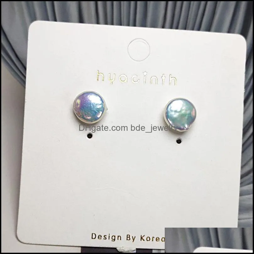 S925 Sterling Silver Pearl Stud Earrings Button Baroque Pearl Earring For Women Anniversary Gift Jewelry High-gloss
