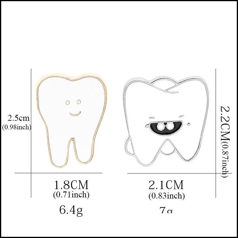 Cute White Cartoon Smile Teeth Enamel Brooches Pin for Nurse Dentist Hospital Lapel Pin Hat Bag Pins Denim Shirt Women Brooch