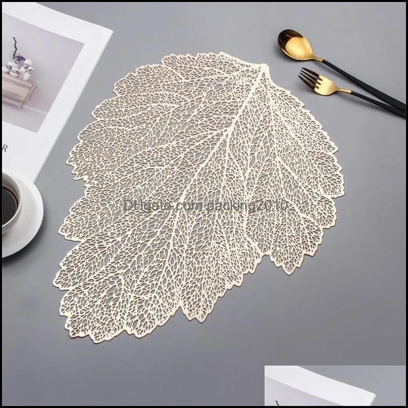 Creative Hollow PVC Leaf Placemat Western Placemats Home Decor Insulation Cup Mat Tableware Table