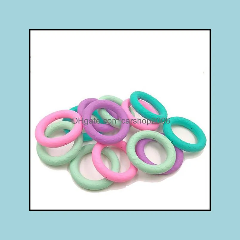 Large Silicone Teething Ring 70mm Donut Chew Beads with Center Hole Safe Silicone Bracelet Teething Beads Baby Teether Jewelry