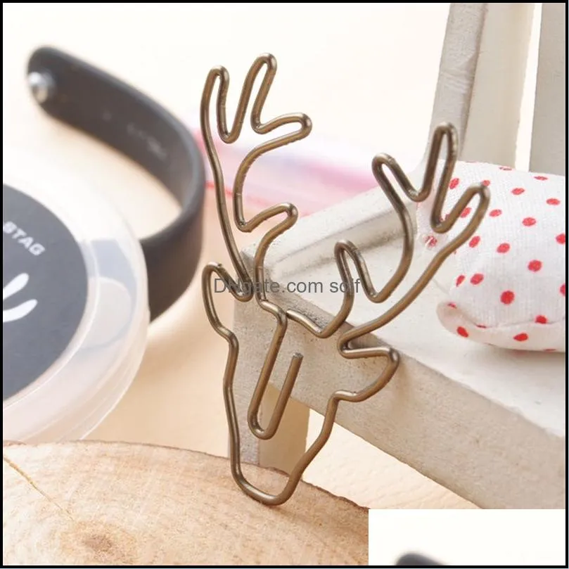 home vintage bronze deer metal paper clips bookmark pin korean stationery office accessories memo clips 20220829 e3