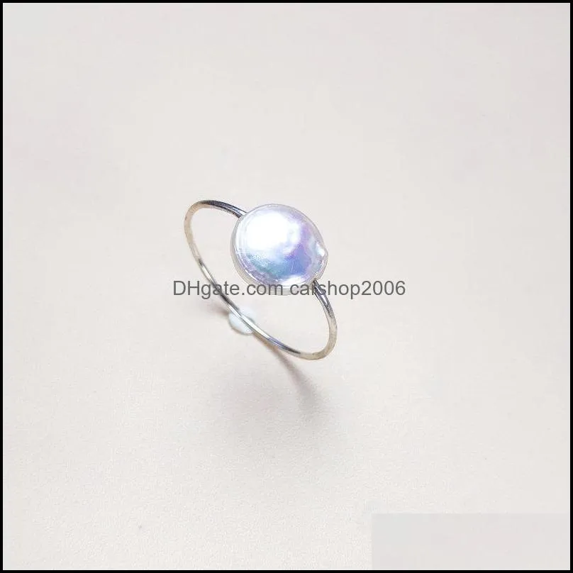 Unique Baroque Pearl Ring 8-9mm Freshwater Pearl Ring S925 Sterling Silver jewelry Fashion Designer for Women Wedding Gift 1pcs/lot