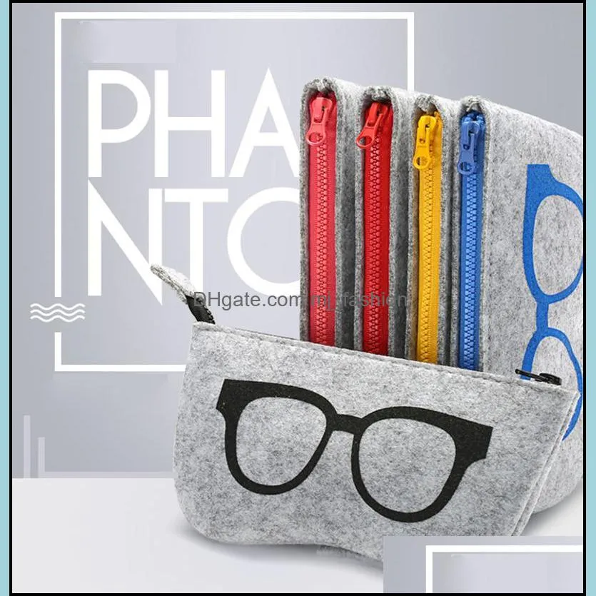 New Glasses Case Wool Felt Women Men Sunglasses Cases Box Fashion Zipper Eyeglasses Case Multi-purpose Felt Bag Colorful Wholesale