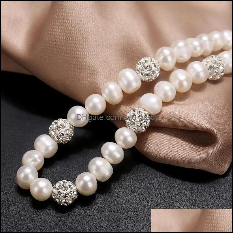 100% Freshwater Pearl Necklace for Women 8-9mm White Potato Shape Pearl Necklace Wholesale Jewelry Gifts Wholesale Jewelry 6 pcs/lot
