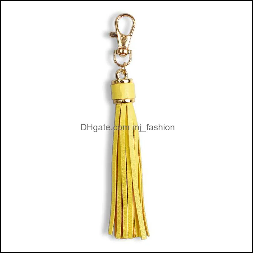 PU Leather Tassel Keychains Metal Key Holder with Lobster Swivel Jewelry Charm for Handbag Phone Car Key