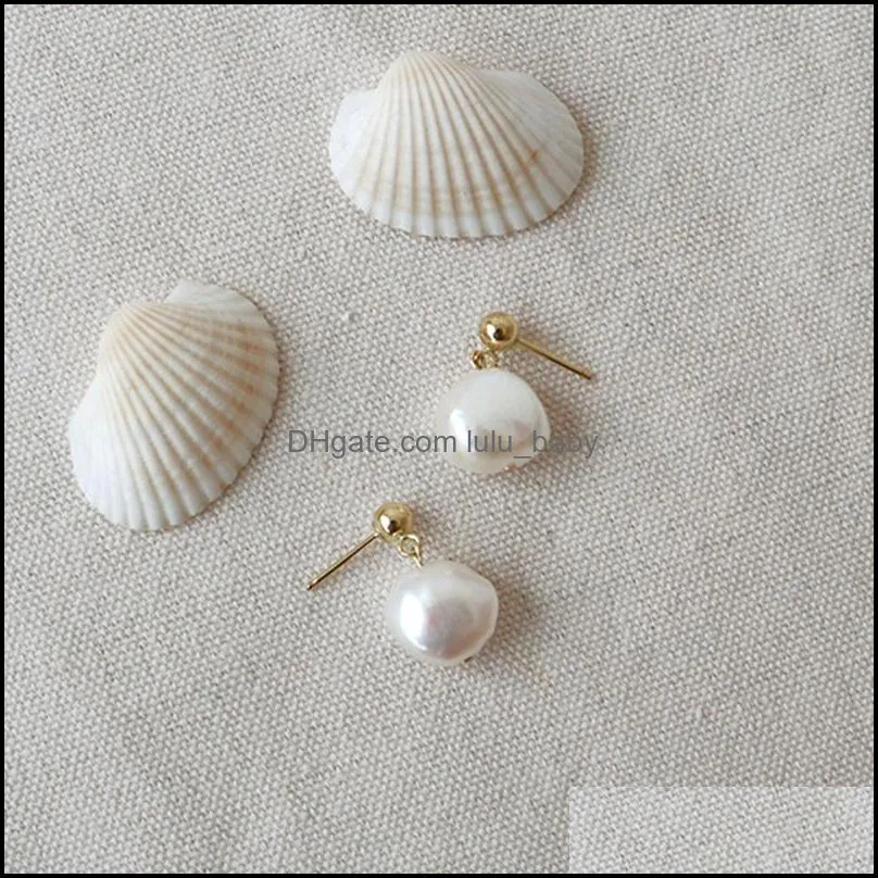 100% Baroque Freshwater Pearls Stud Earrings For Women Statement s925 Silver Drop Earrings Simple Earrings Wholesale Prevent allergy